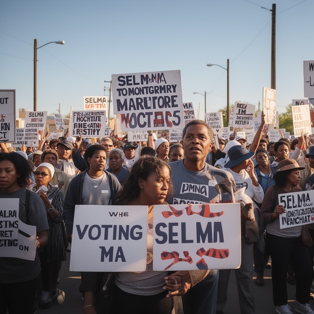 AI-generated illustration of Selma to Montgomery marches
