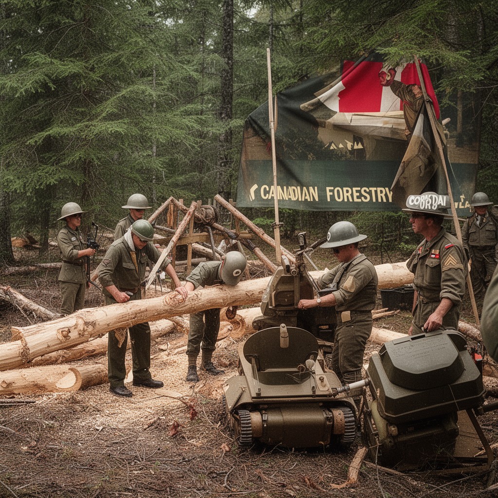 AI-generated illustration of Canadian Forestry Corps