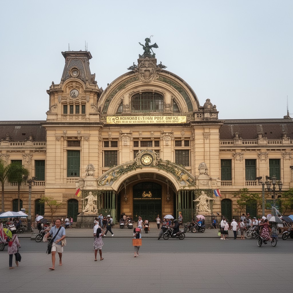 AI-generated illustration of Saigon Central Post Office