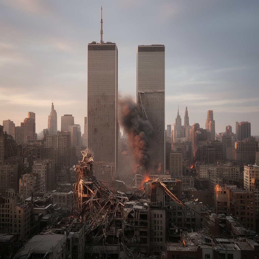 AI-generated illustration of South Tower of the World Trade Center