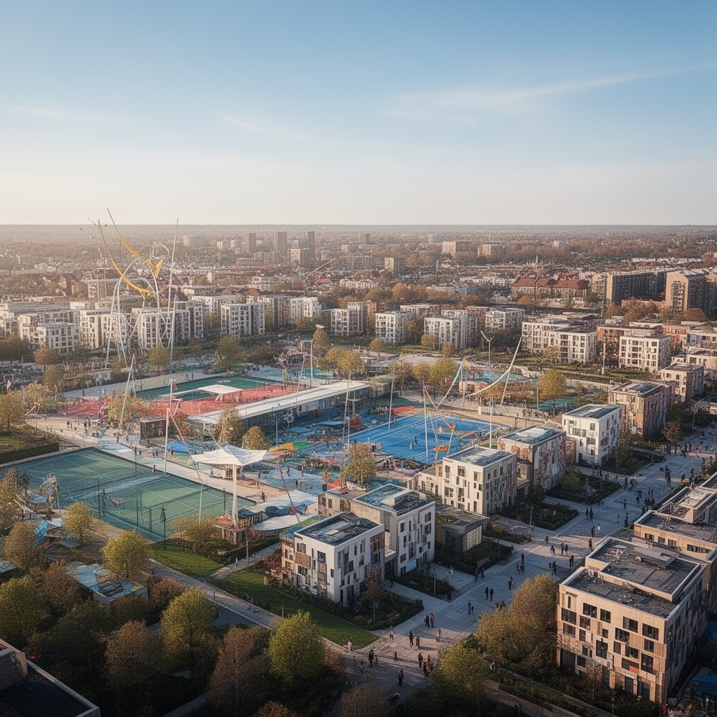 AI-generated illustration of Olympic Village (London)