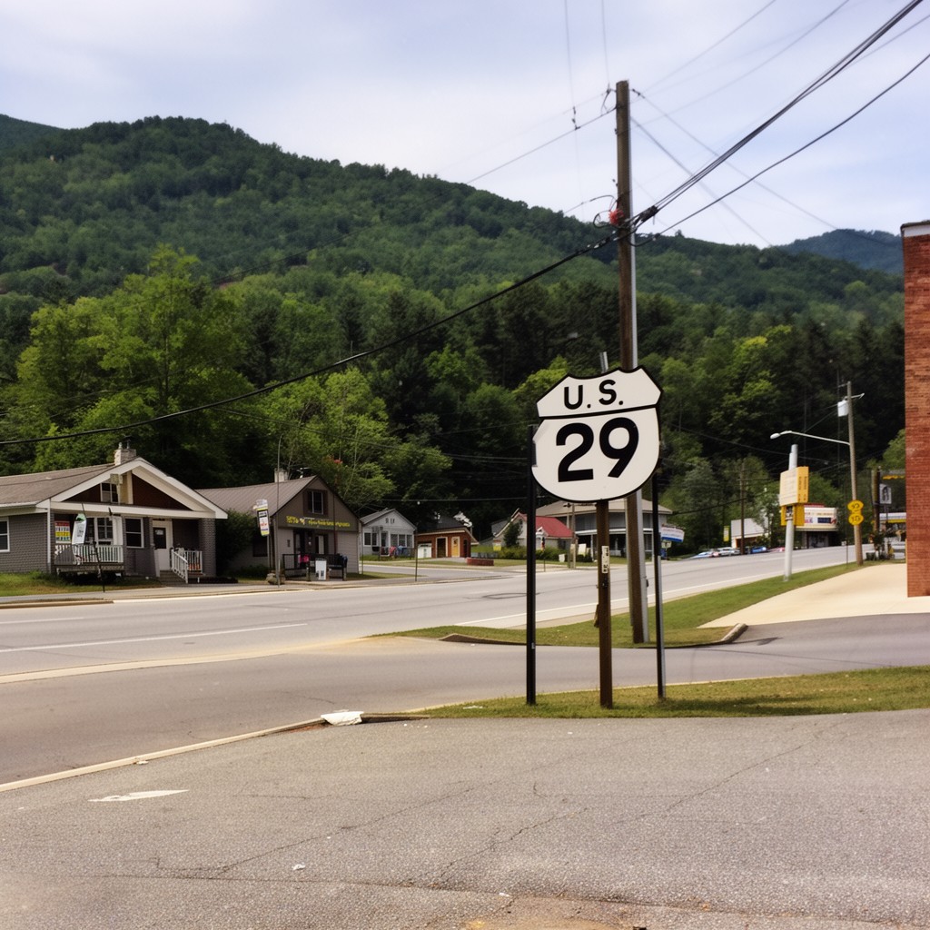 AI-generated illustration of U.S. Route 29 Business in Lovingston