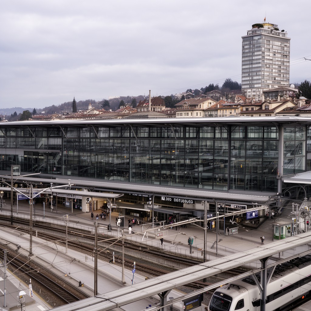 AI-generated illustration of Geneva Airport railway station