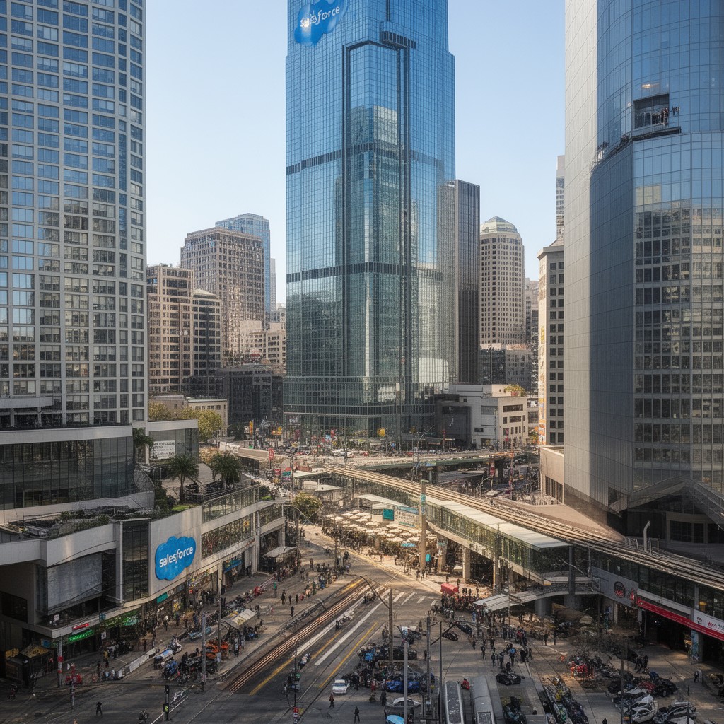 AI-generated illustration of Salesforce Tower vicinity