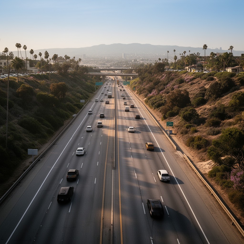AI-generated illustration of Interstate 8 in San Diego