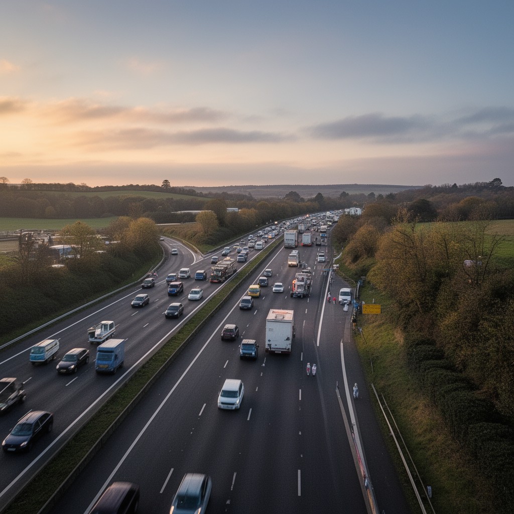 AI-generated illustration of M6 motorway (near Wigan)