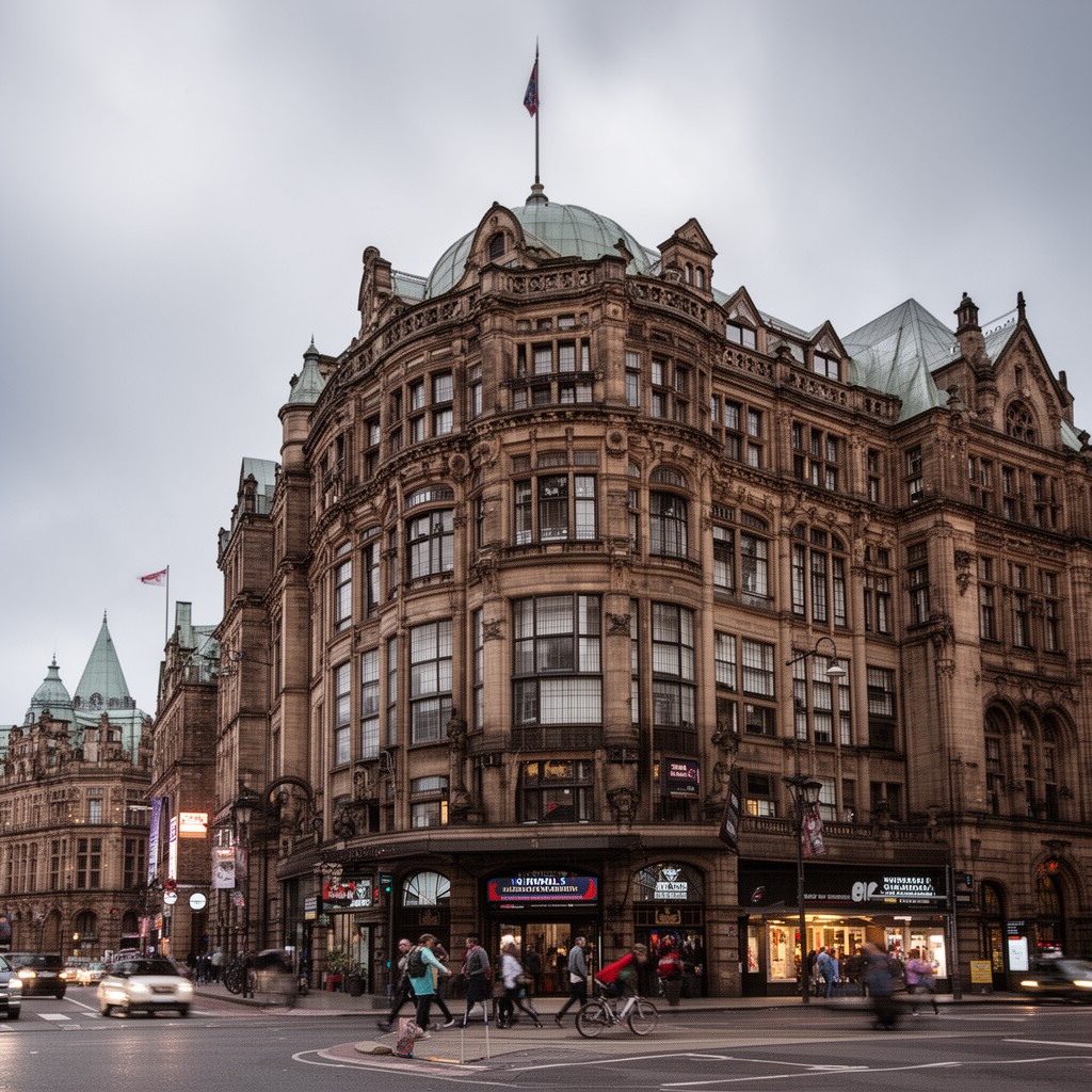 AI-generated illustration of Kendals (House of Fraser) department store building