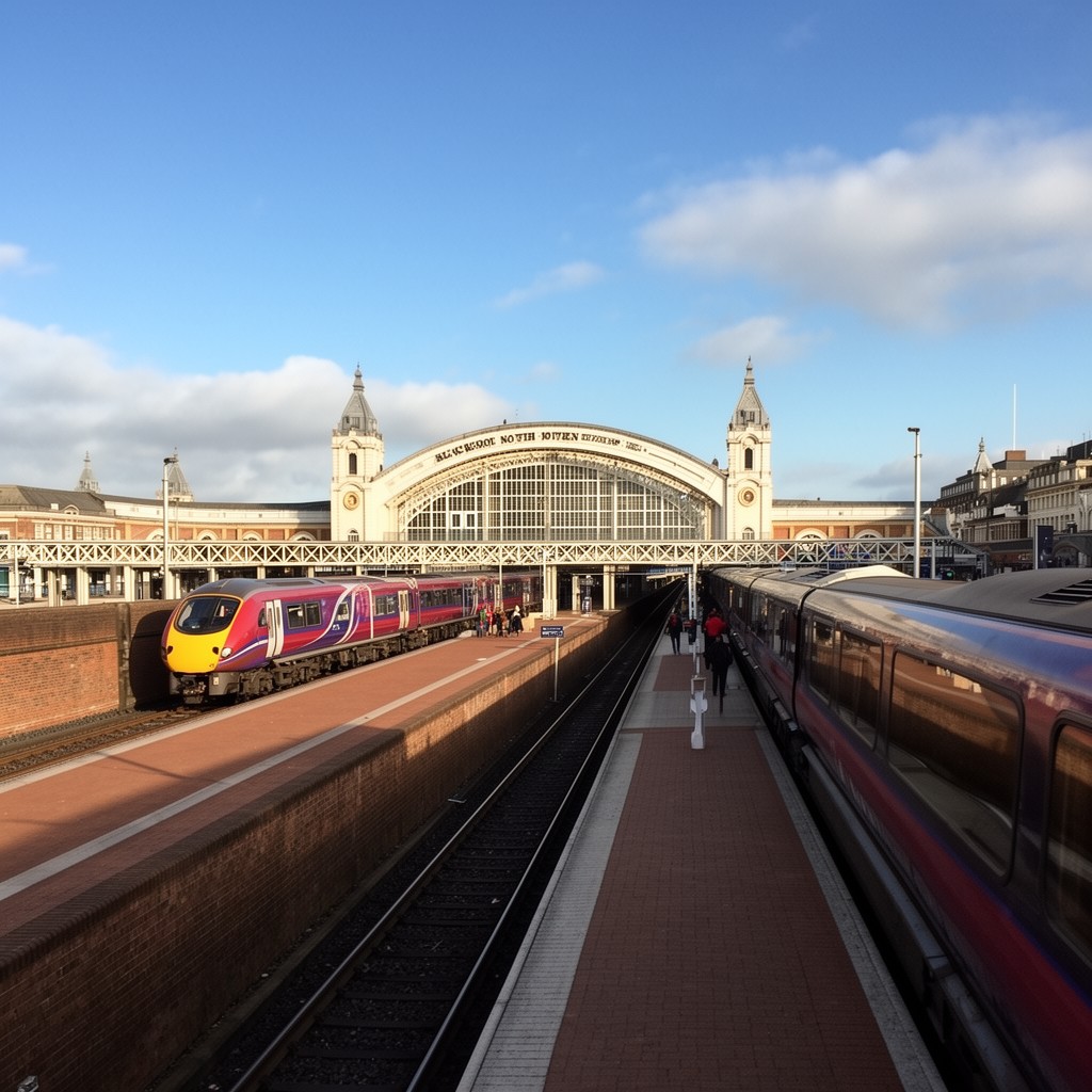AI-generated illustration of Blackpool North railway station