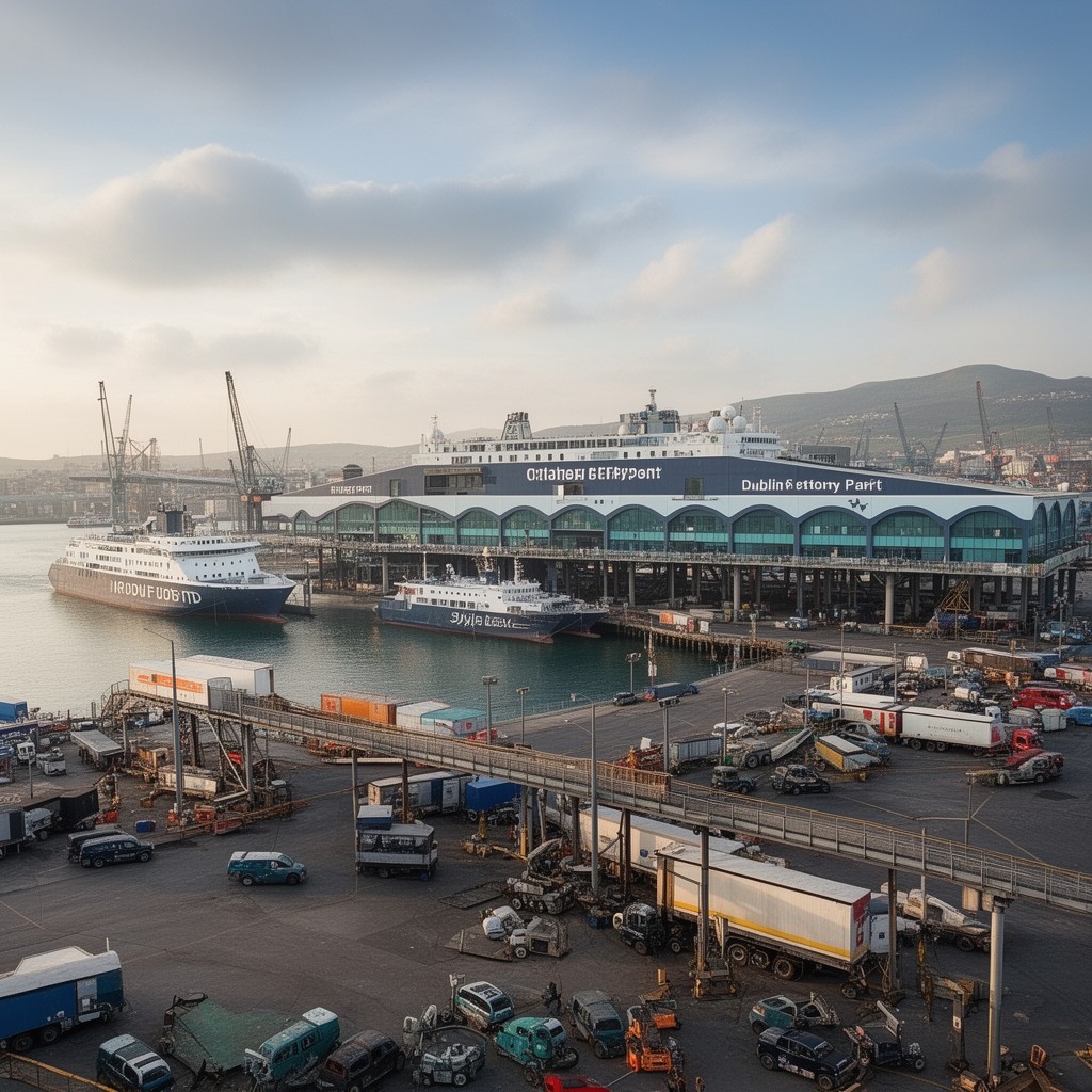 AI-generated illustration of Dublin Ferryport Terminals