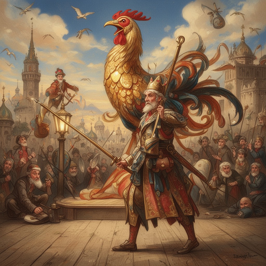 AI-generated illustration of The Golden Cockerel by Nikolai Rimsky-Korsakov
