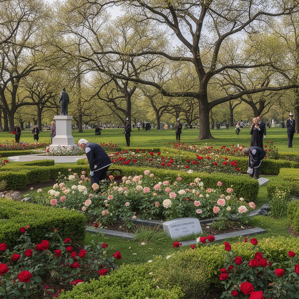 AI-generated illustration of Rose Garden burial site