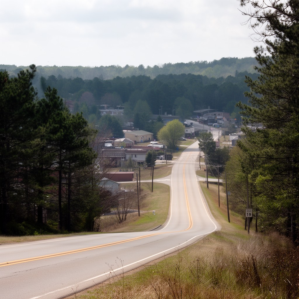 AI-generated illustration of U.S. Route 19 in Thomaston