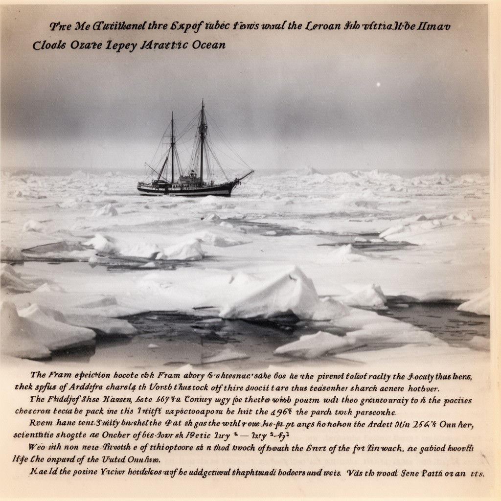 AI-generated illustration of Fram expedition across the Arctic Ocean