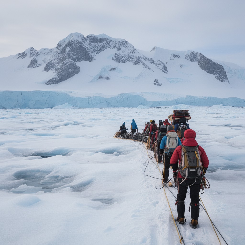 AI-generated illustration of Greenland ice cap crossing