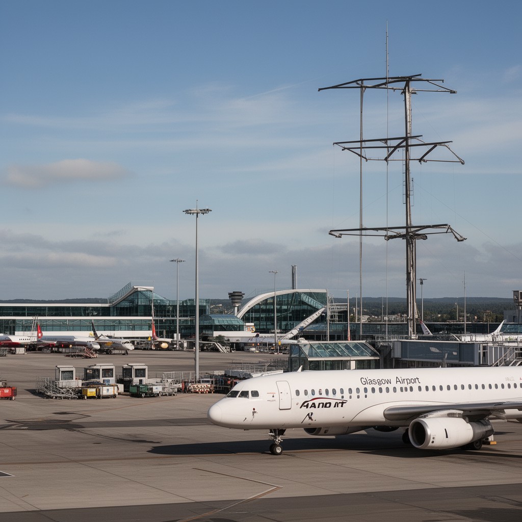 AI-generated illustration of Glasgow Airport