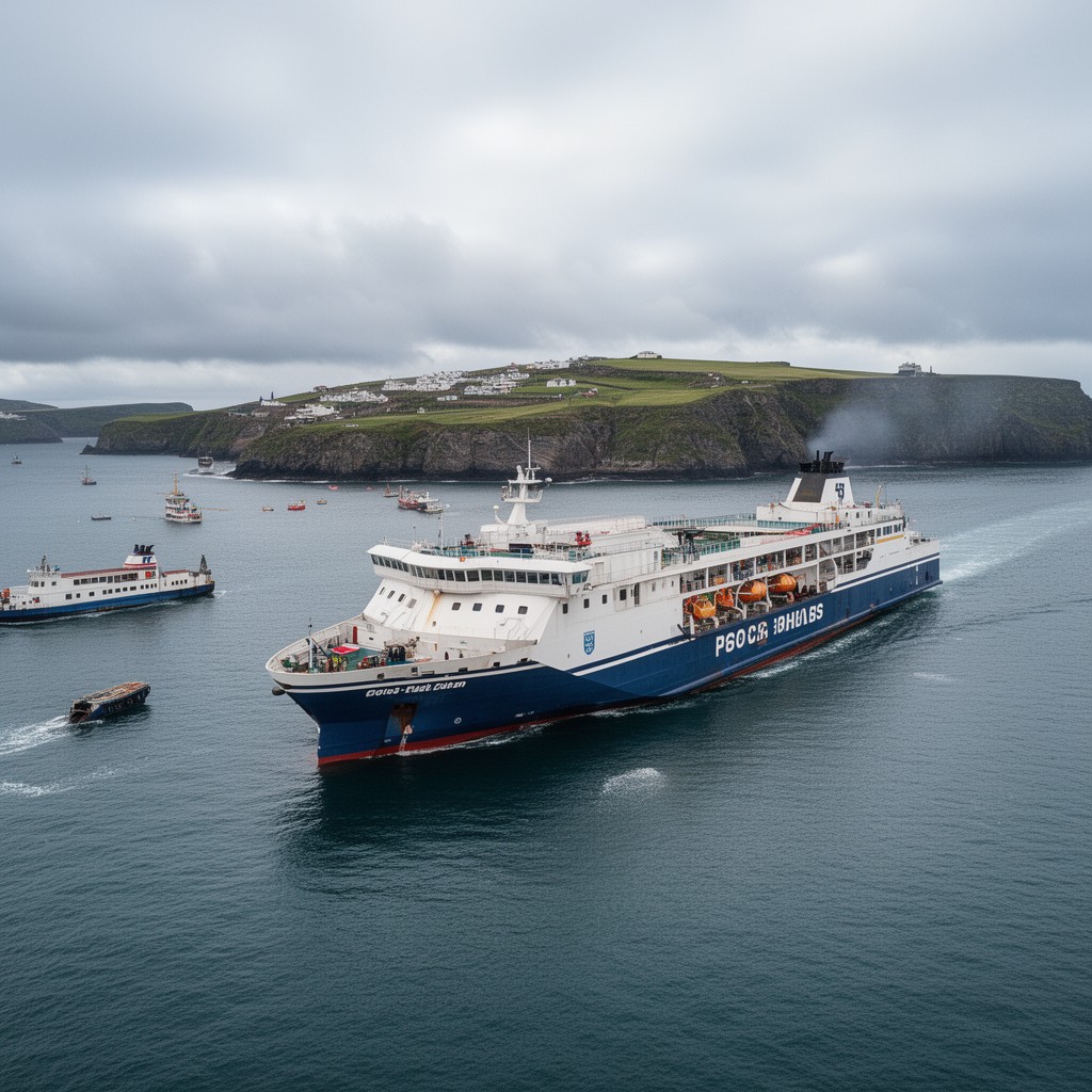 AI-generated illustration of Fishguard–Rosslare ferry route