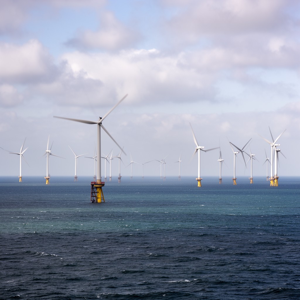 AI-generated illustration of Gwynt y Môr Wind Farm