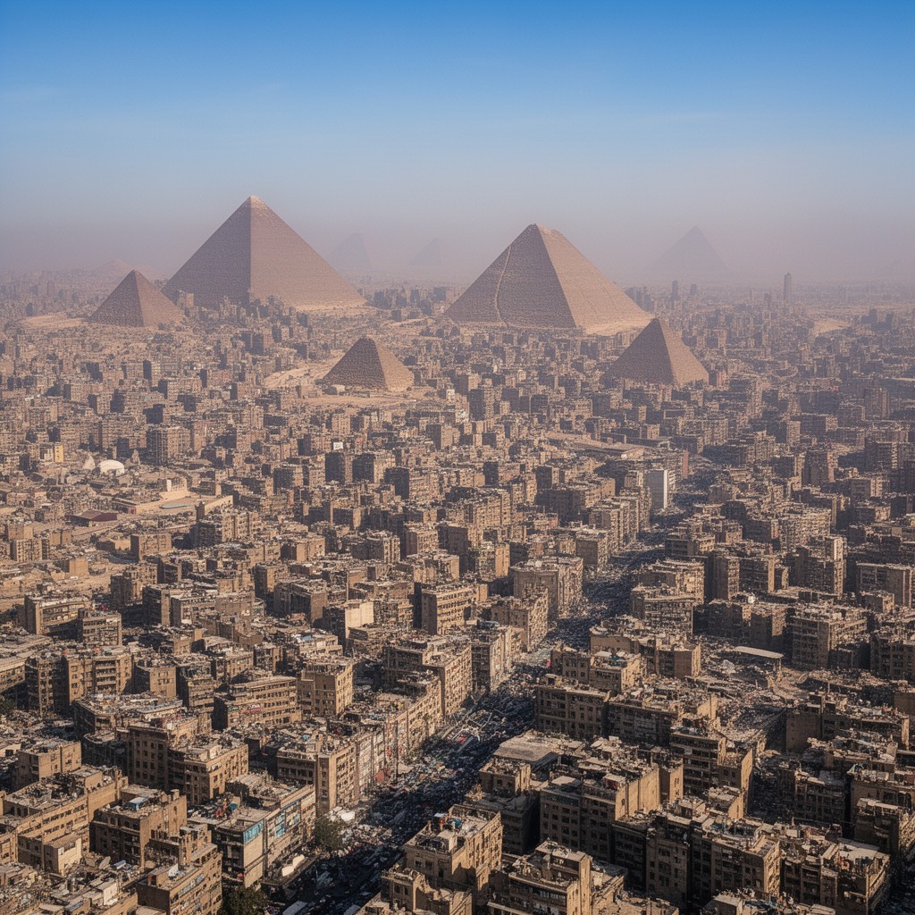 AI-generated illustration of Greater Cairo metropolitan area