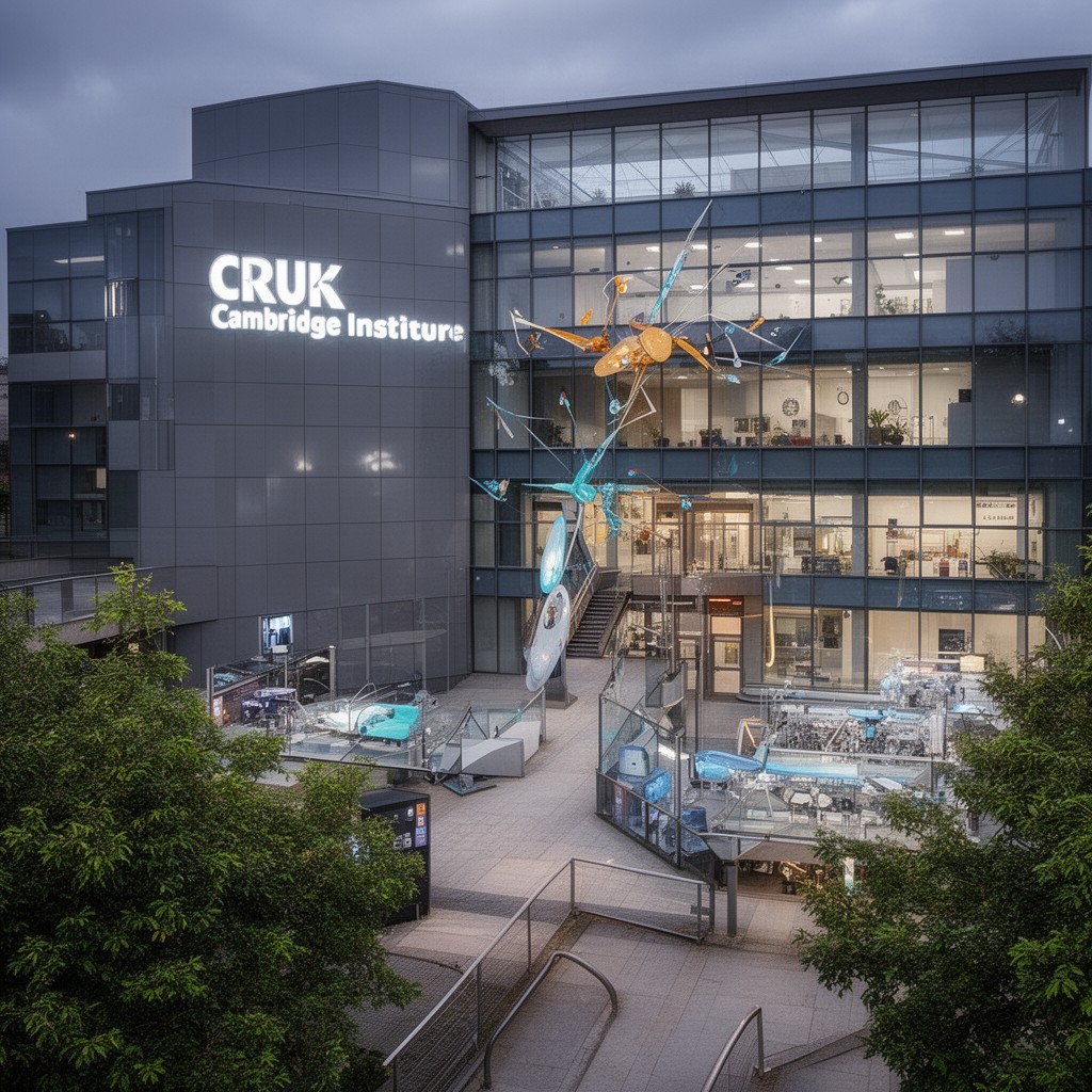 AI-generated illustration of CRUK Cambridge Institute