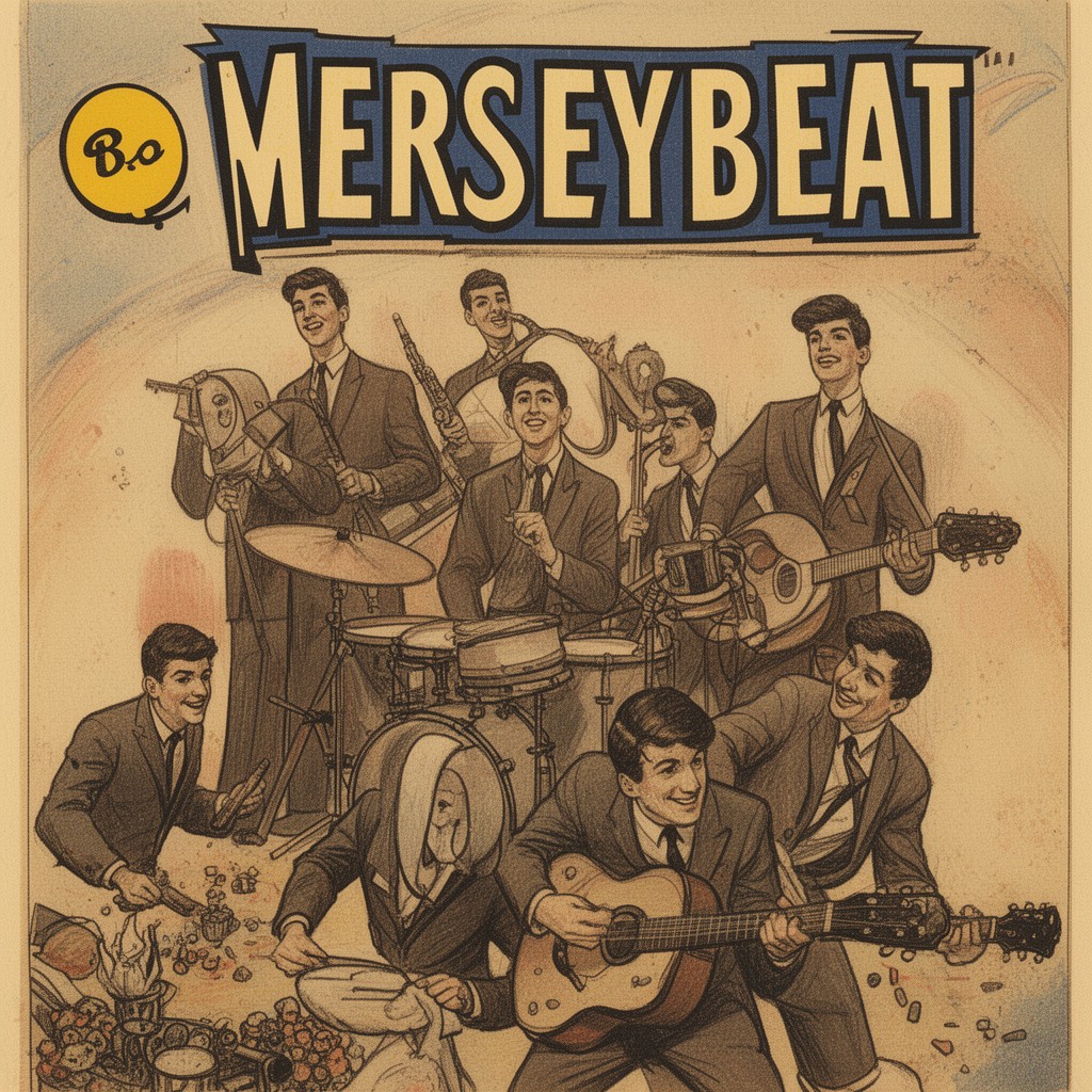 AI-generated illustration of Merseybeat