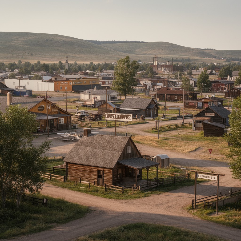 AI-generated illustration of Fort Macleod, Alberta, Canada