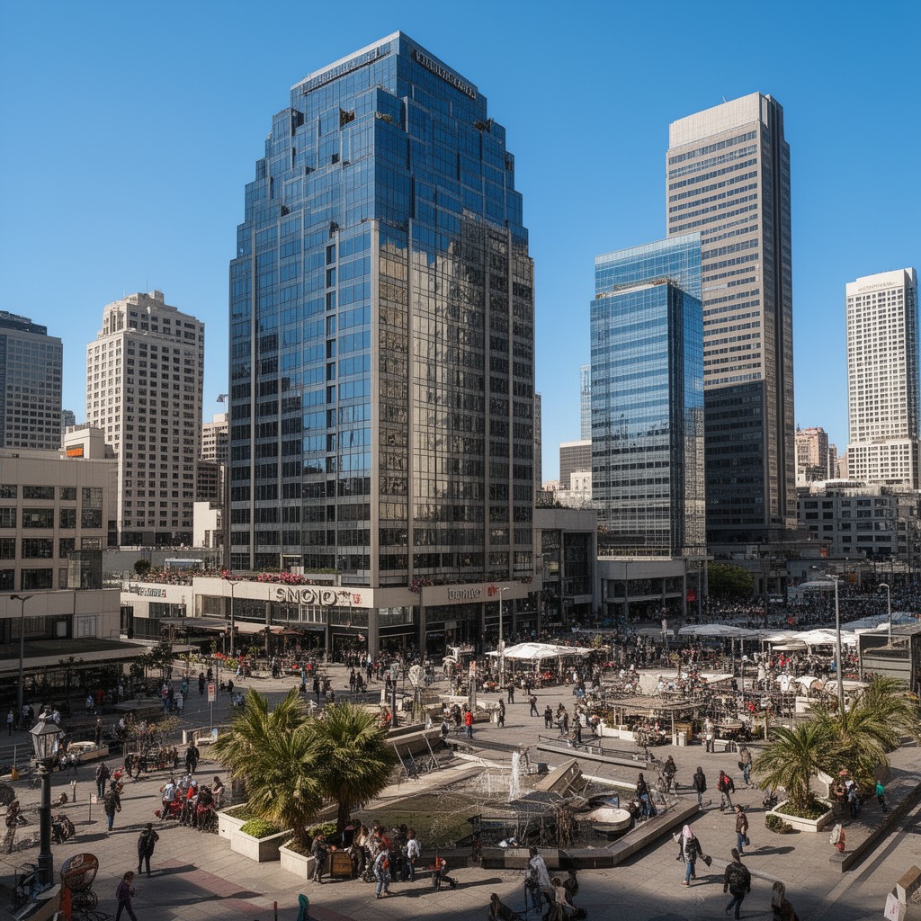 AI-generated illustration of Embarcadero Center