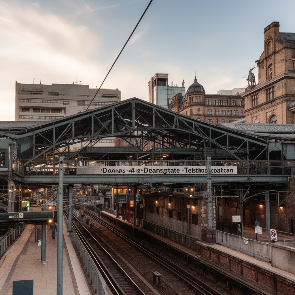 AI-generated illustration of Deansgate railway station