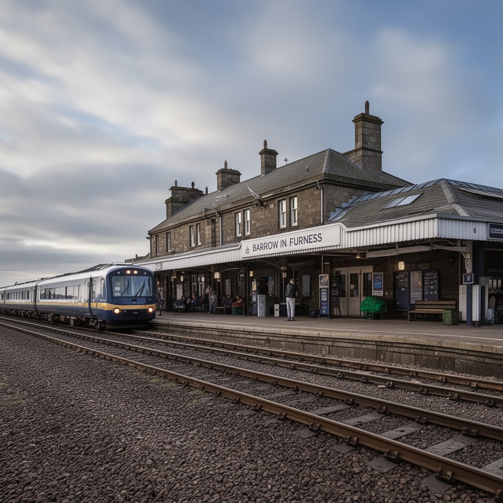AI-generated illustration of Barrow-in-Furness railway station