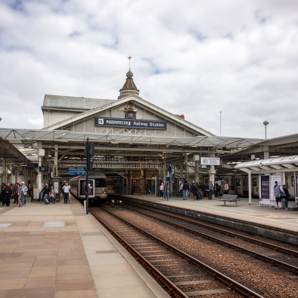 AI-generated illustration of Norwich railway station