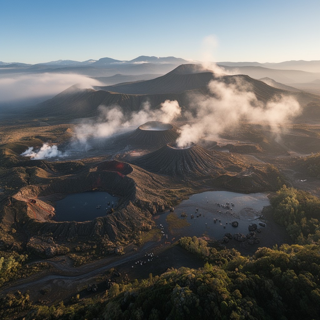 AI-generated illustration of New Zealand volcanic zones