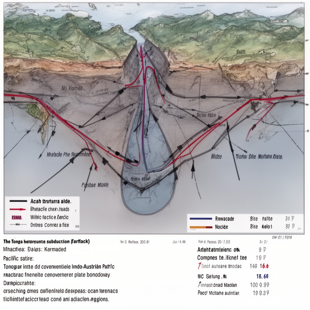 AI-generated illustration of Tonga-Kermadec subduction system