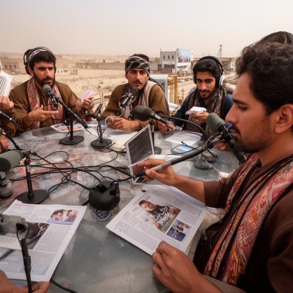 AI-generated illustration of Pashto media