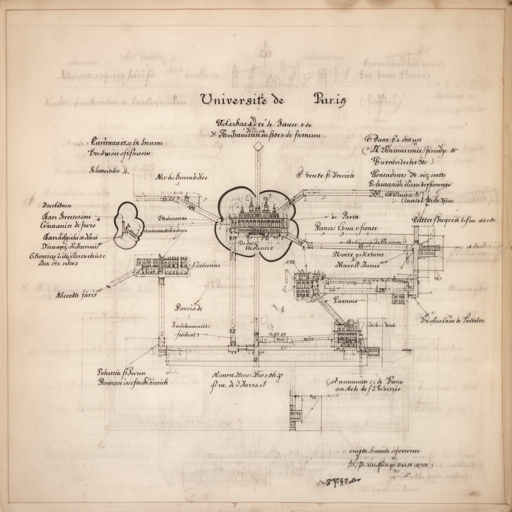 AI-generated illustration of Université de Paris system (historical) 
