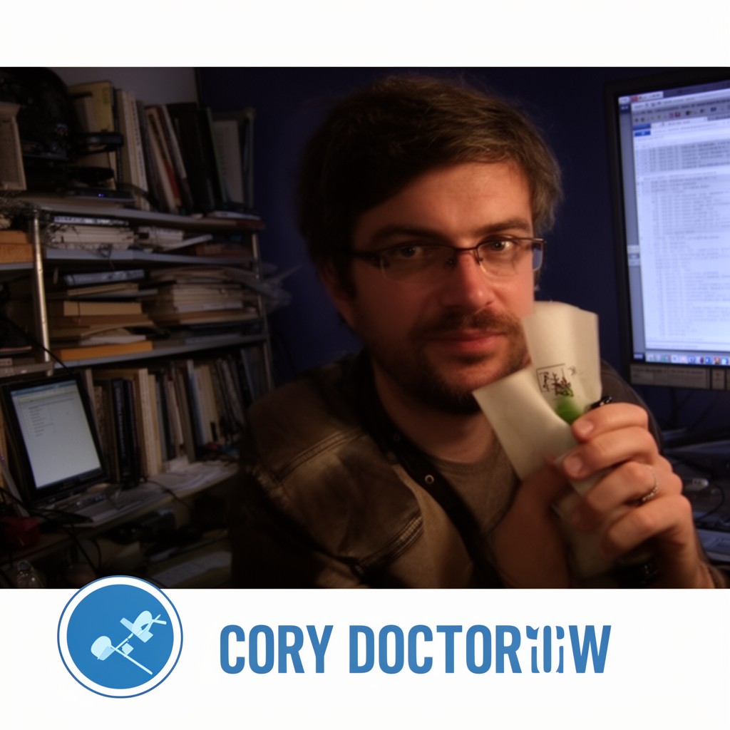 AI-generated illustration of Cory Doctorow
