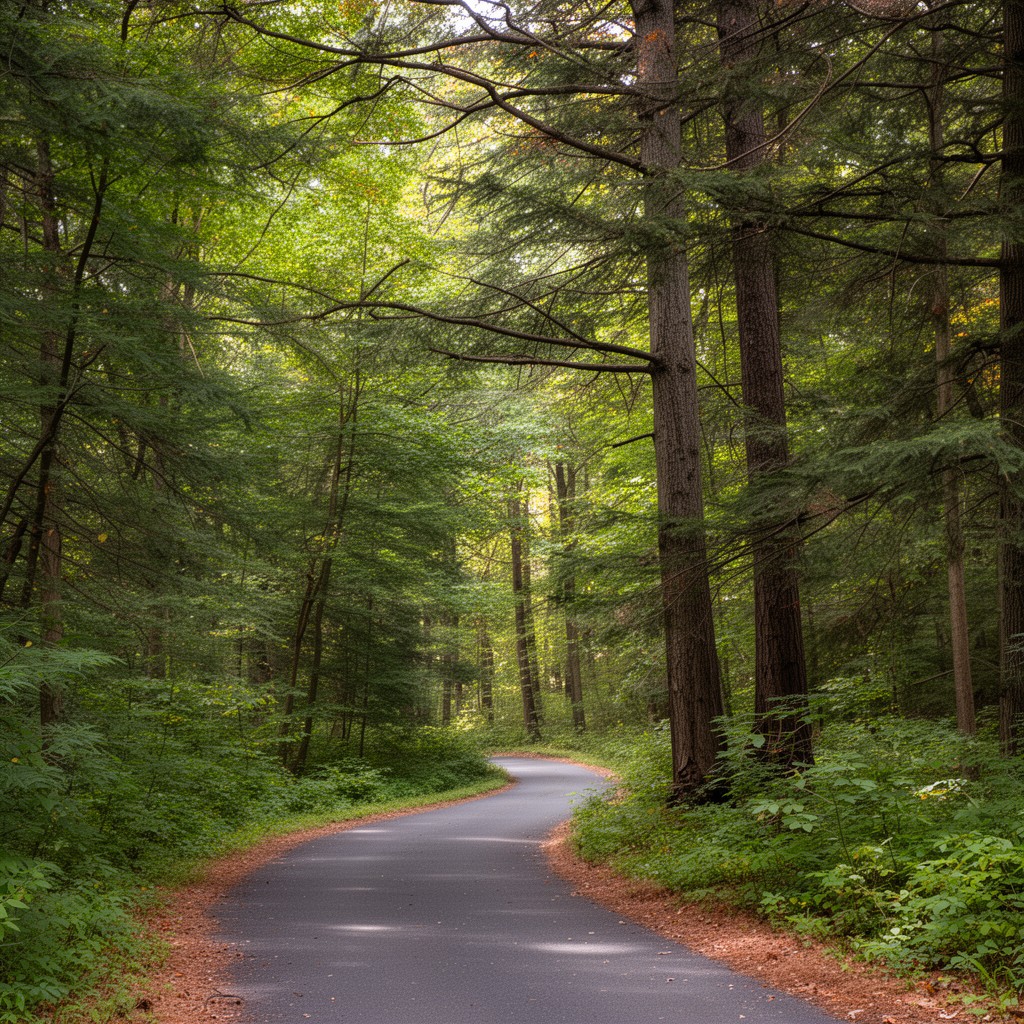 AI-generated illustration of Great Woods Road
