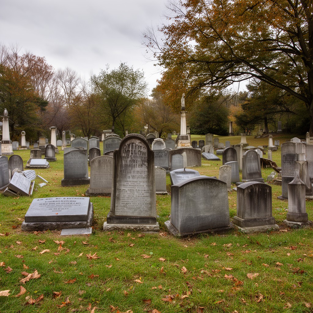 AI-generated illustration of Sleepy Hollow Cemetery, Concord, Massachusetts, United States