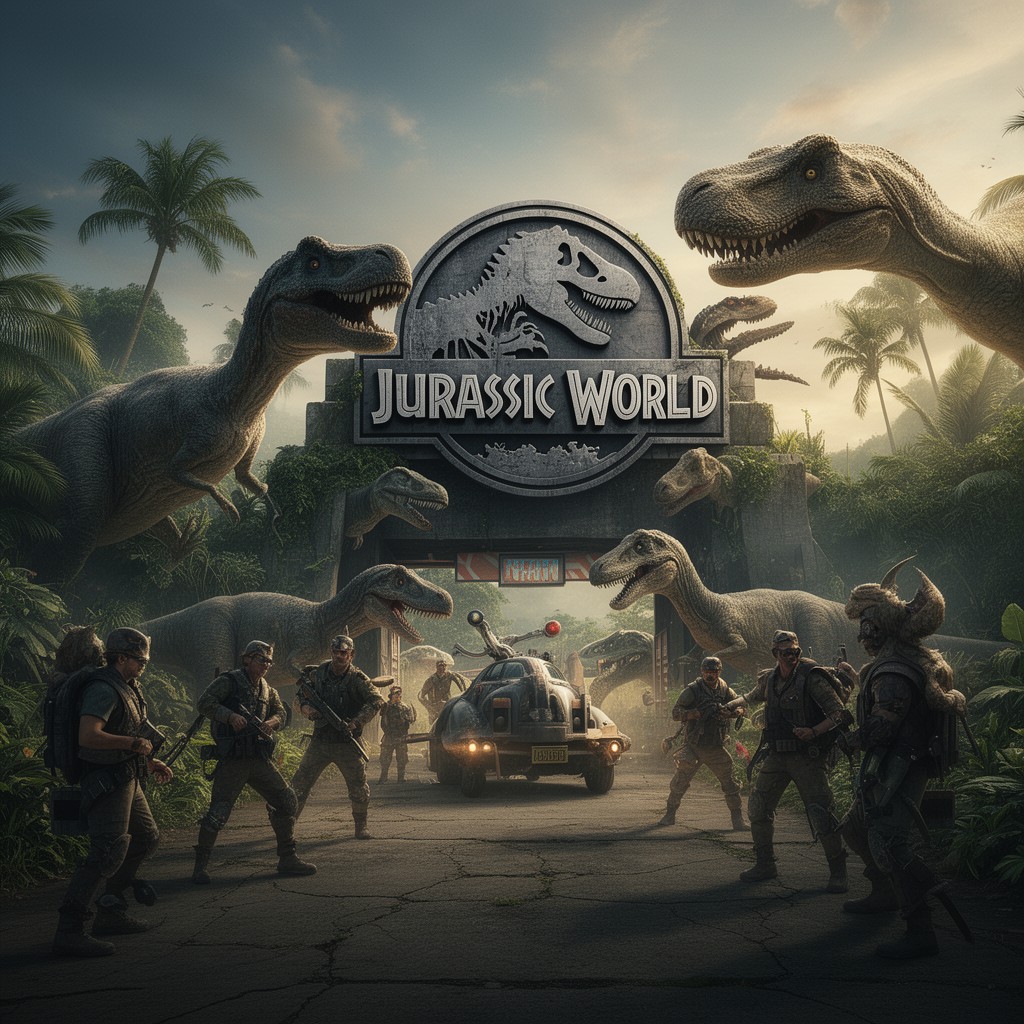 AI-generated illustration of Jurassic World