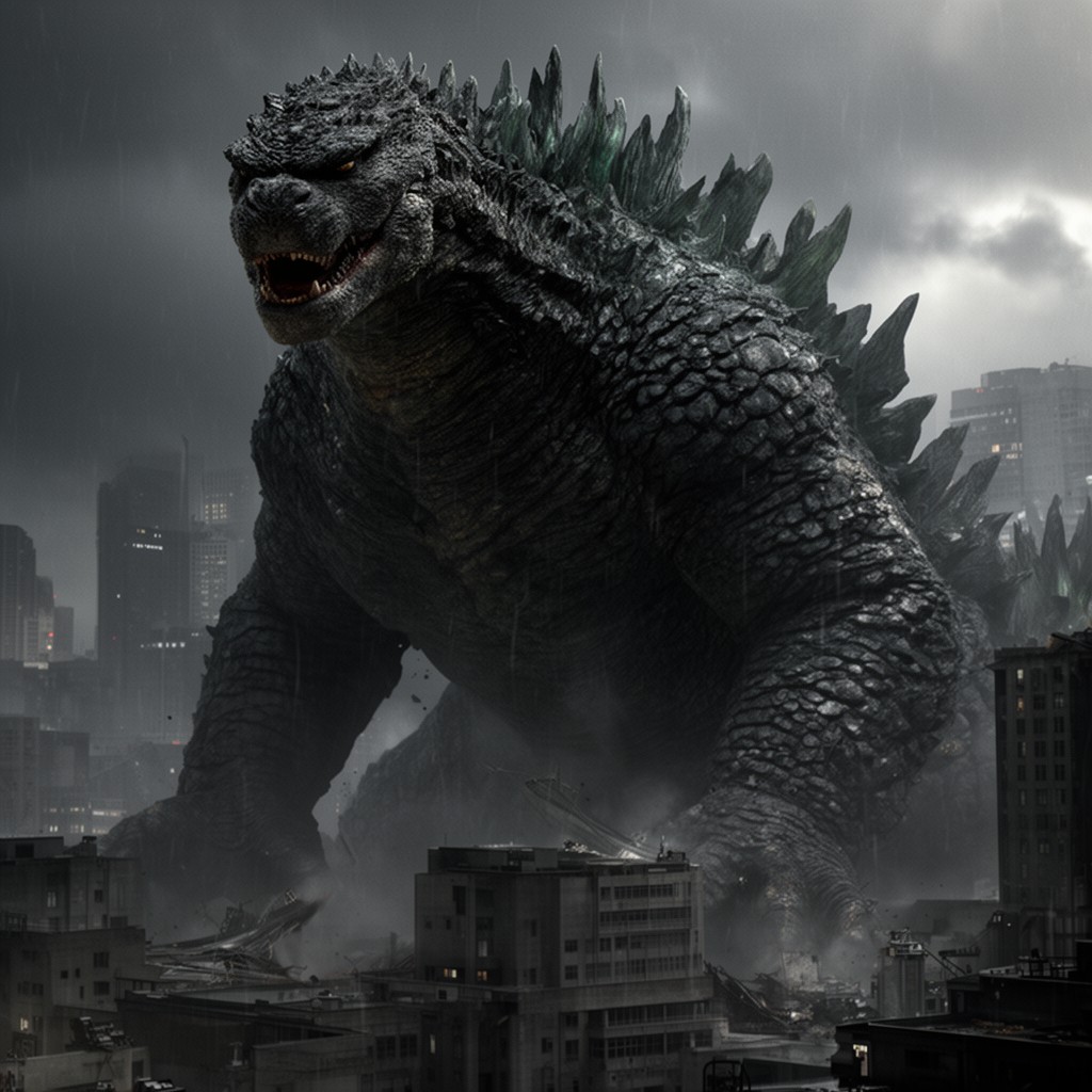 AI-generated illustration of Godzilla (2014 film)