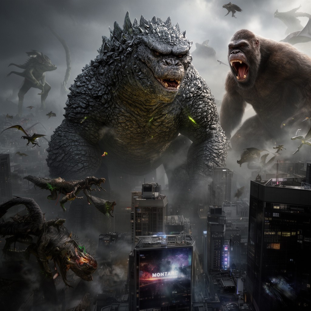 AI-generated illustration of MonsterVerse films