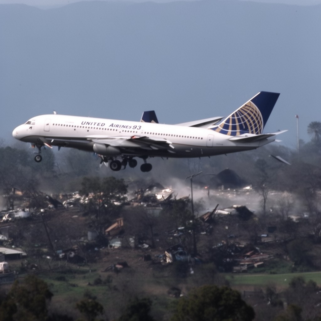 AI-generated illustration of United Airlines Flight 93