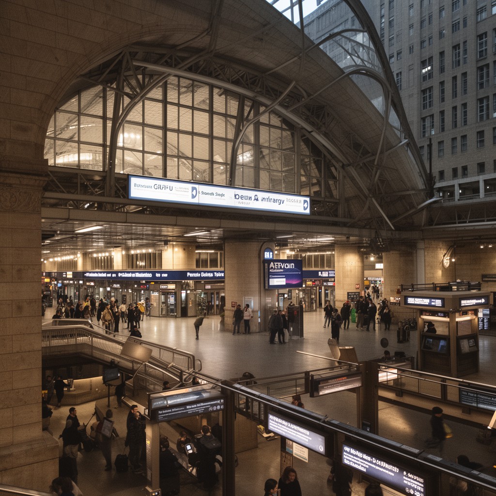 AI-generated illustration of Penn Station (New York City)