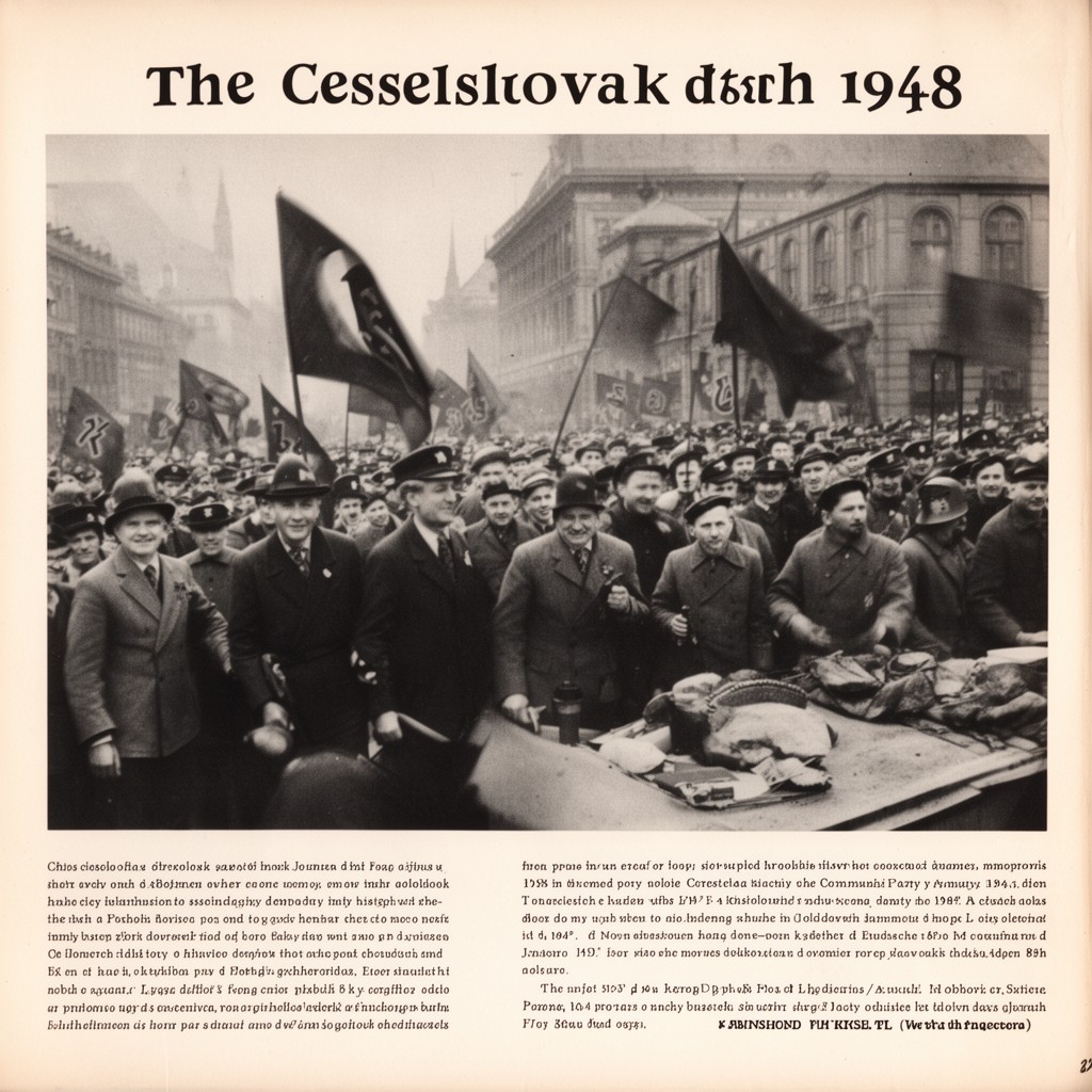AI-generated illustration of Czechoslovak coup d’état of 1948