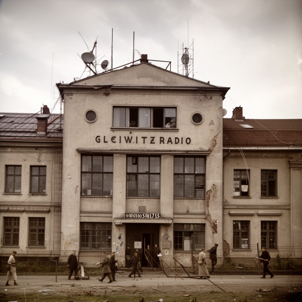AI-generated illustration of Gleiwitz radio station
