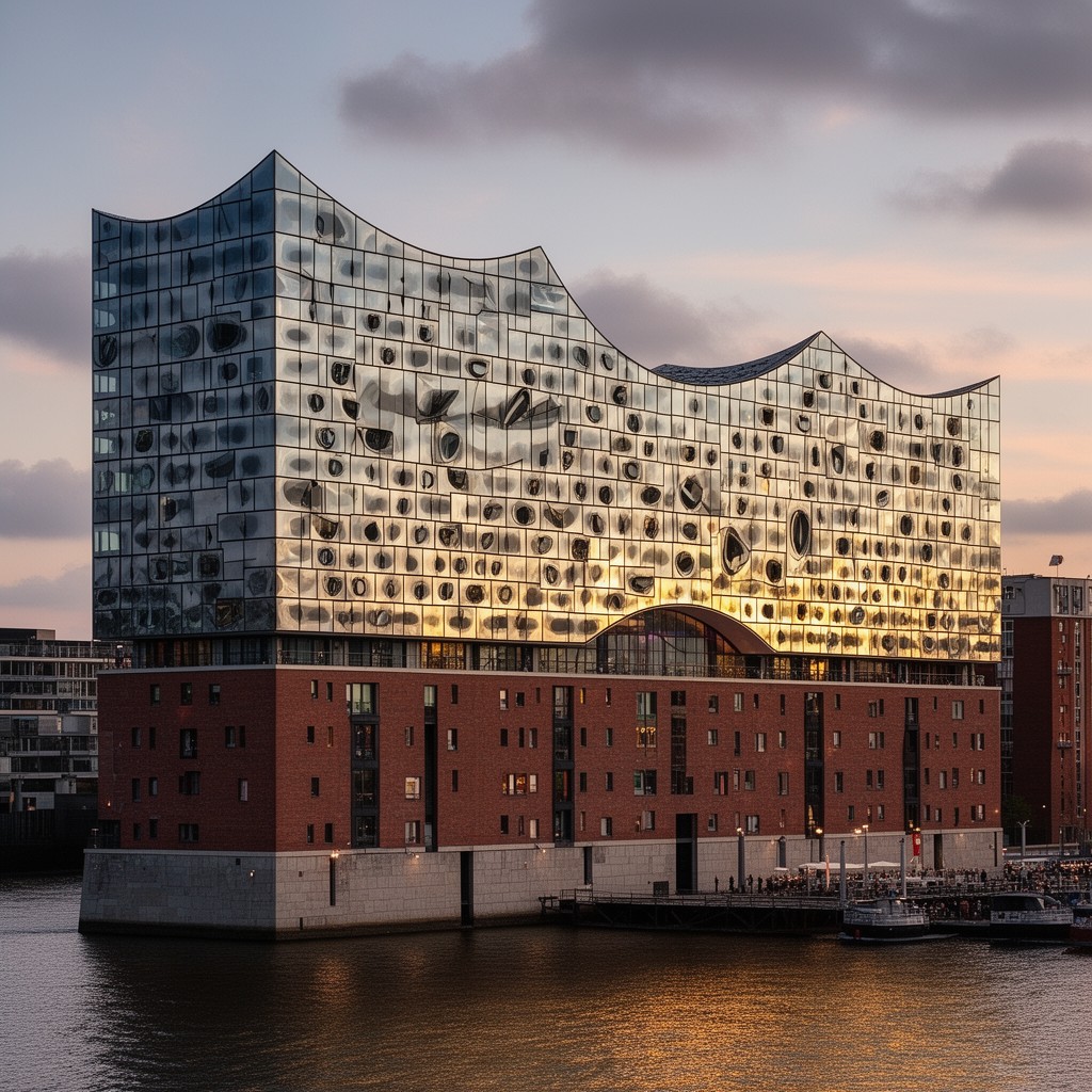 AI-generated illustration of Elbphilharmonie concert hall