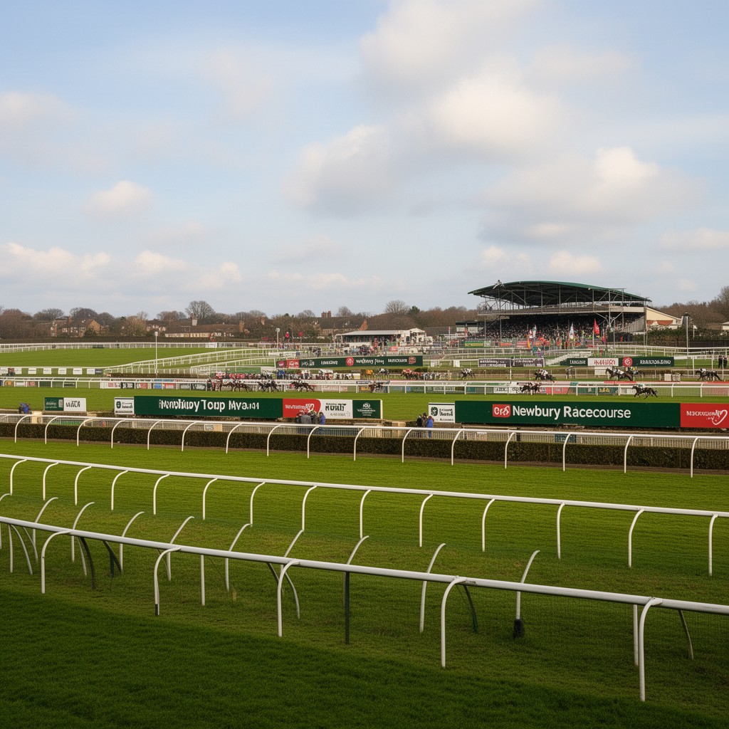 AI-generated illustration of Newbury Racecourse