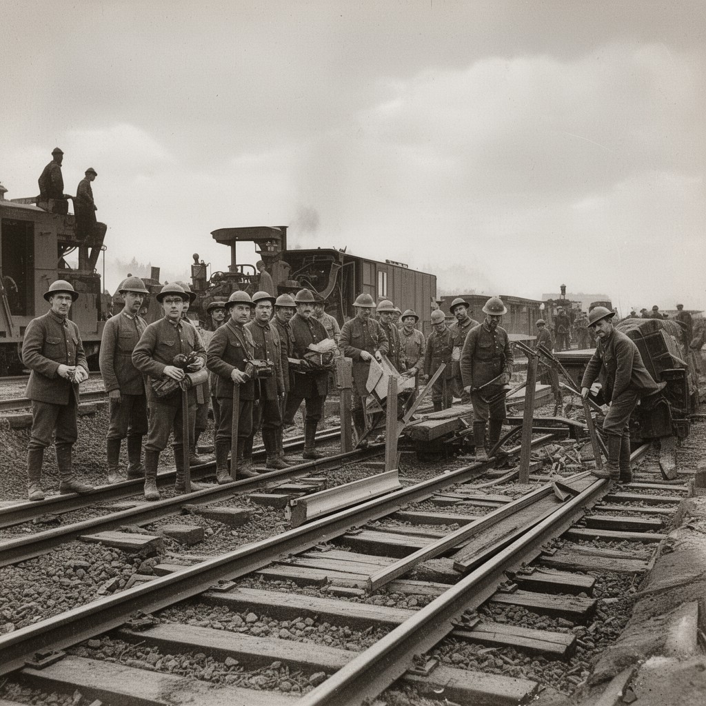 AI-generated illustration of Canadian Railway Troops