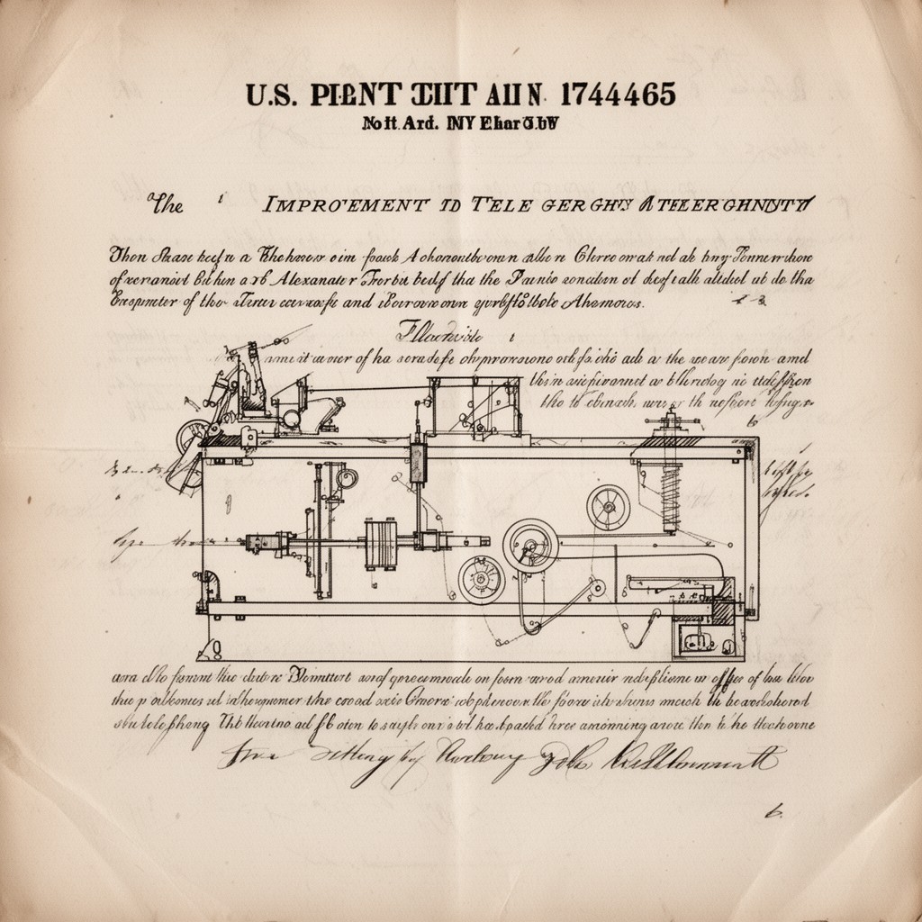 AI-generated illustration of U.S. Patent 174465 (Improvement in Telegraphy)