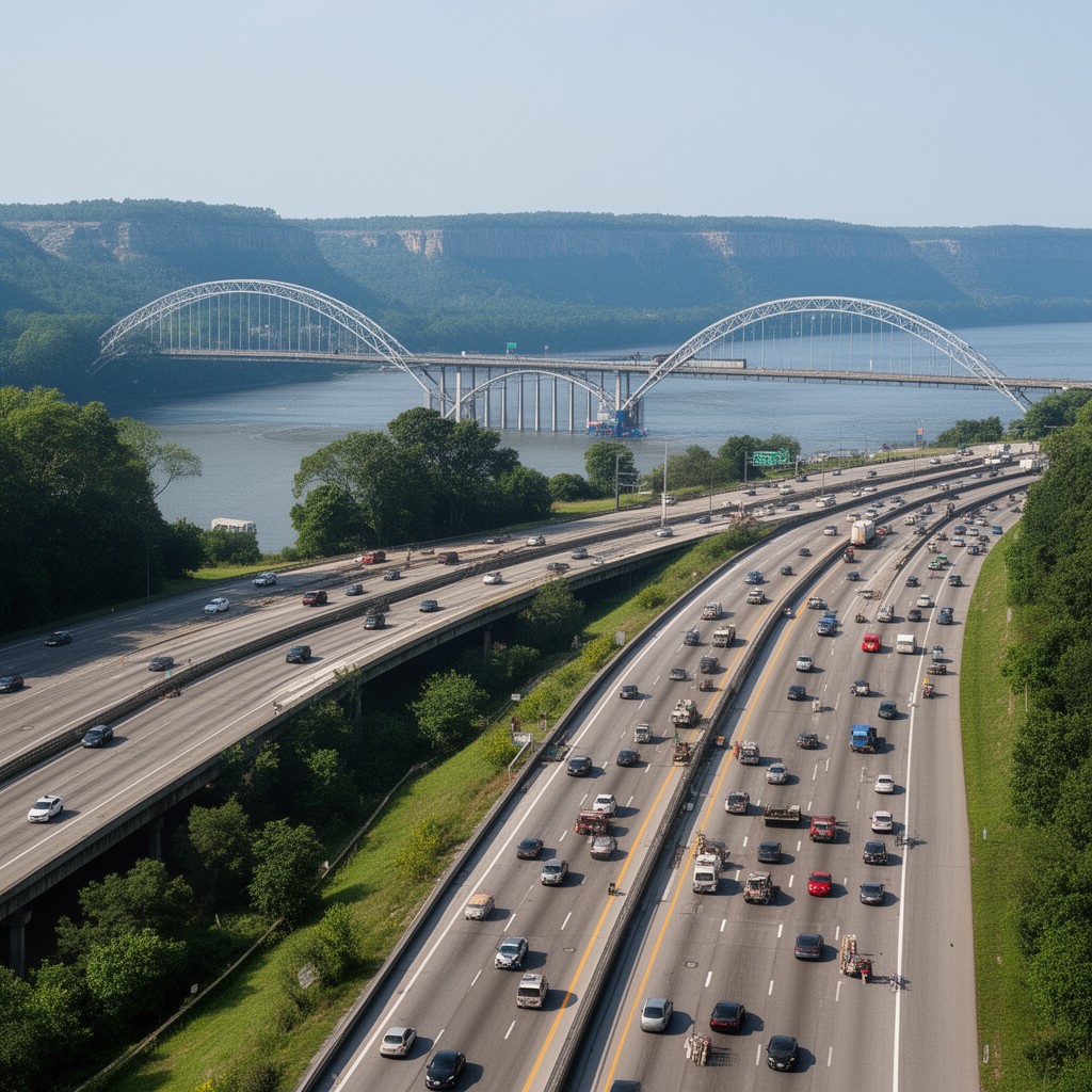 AI-generated illustration of Palisades Interstate Parkway (via nearby interchange)