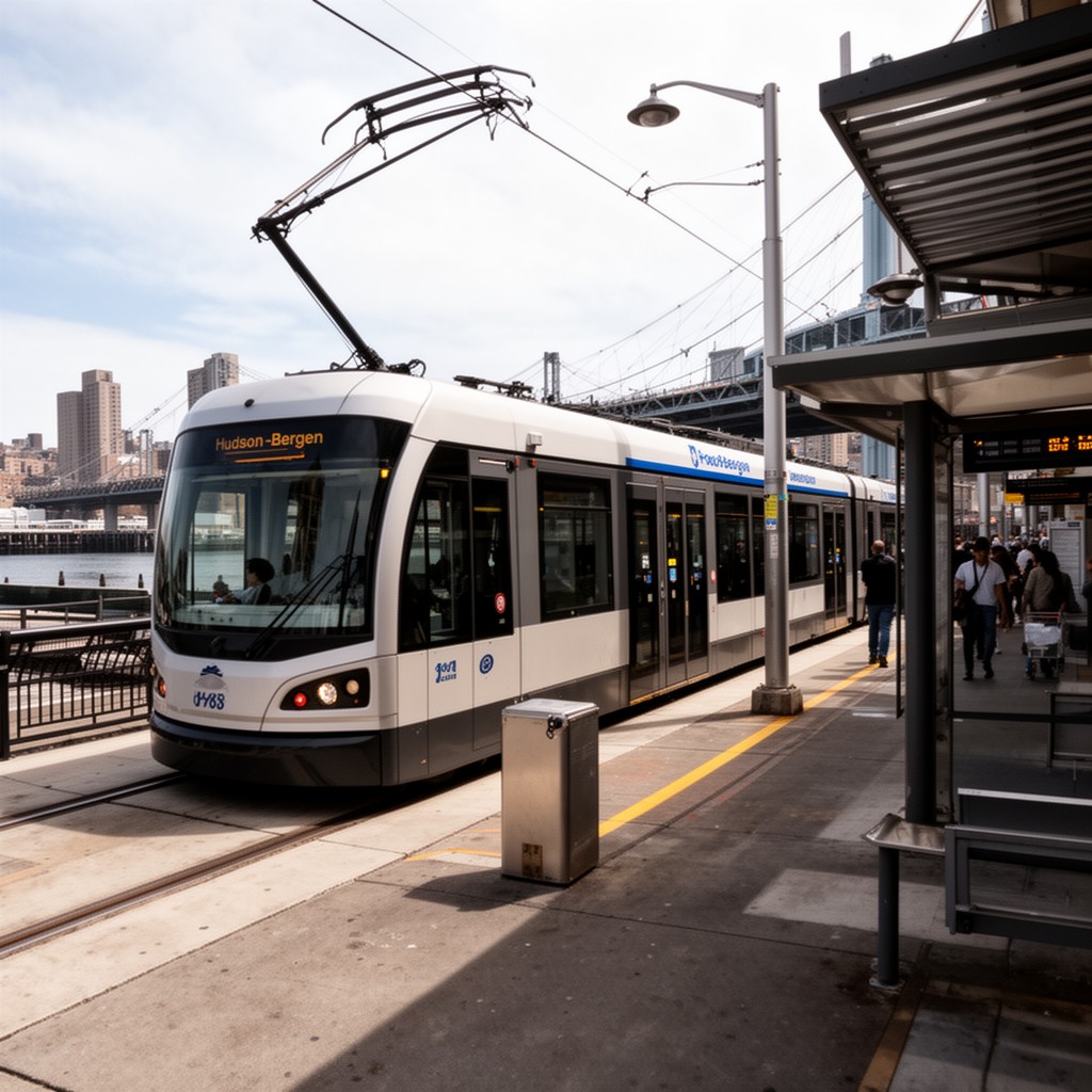 AI-generated illustration of Hudson–Bergen Light Rail