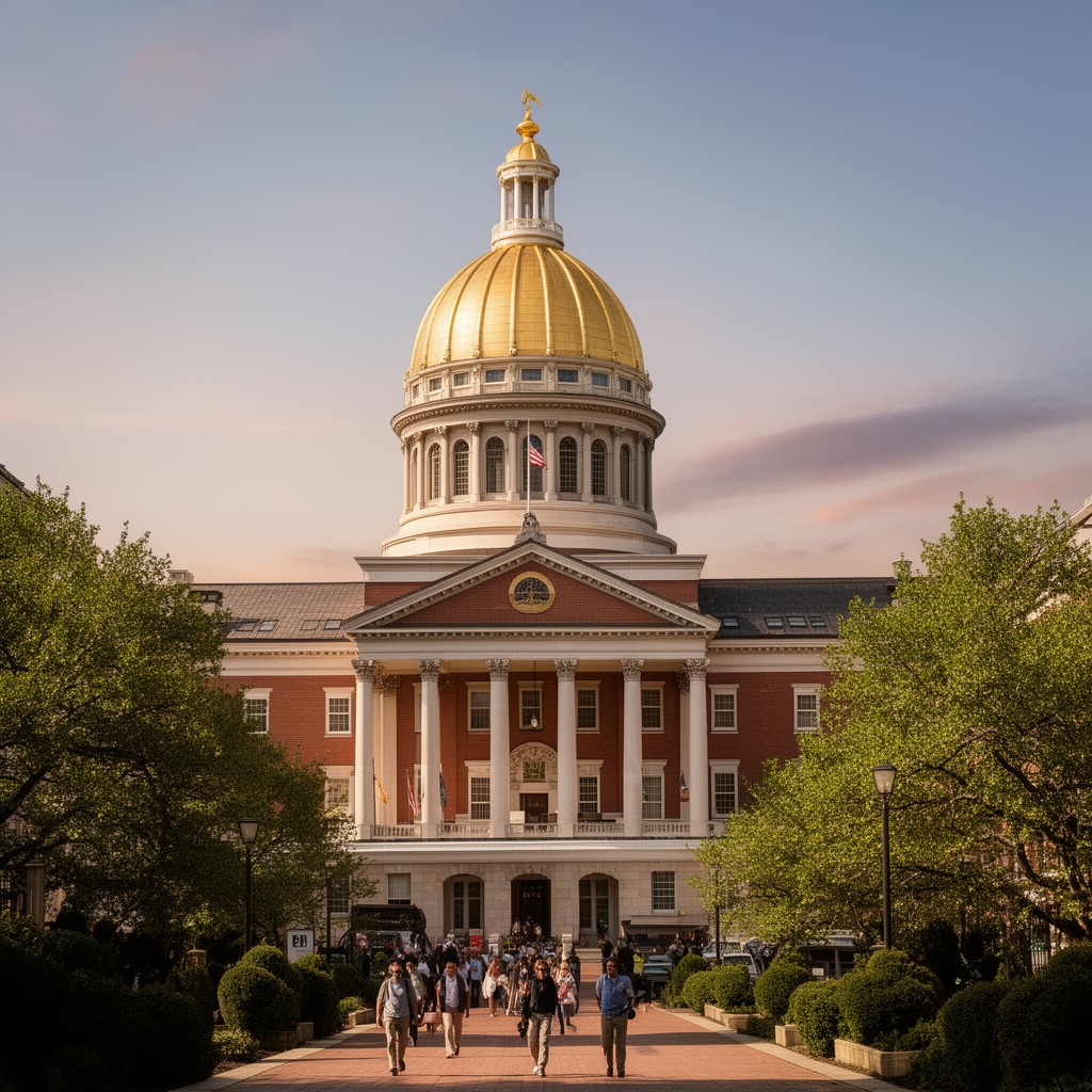 AI-generated illustration of Massachusetts State House